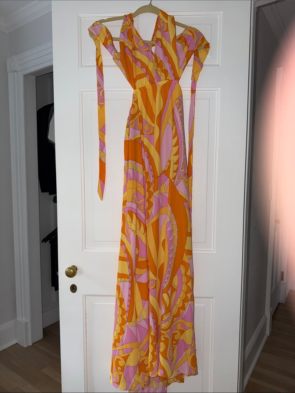 Show Me Your MuMu Pink & Orange Psychedelic Wrap Maxi Dress